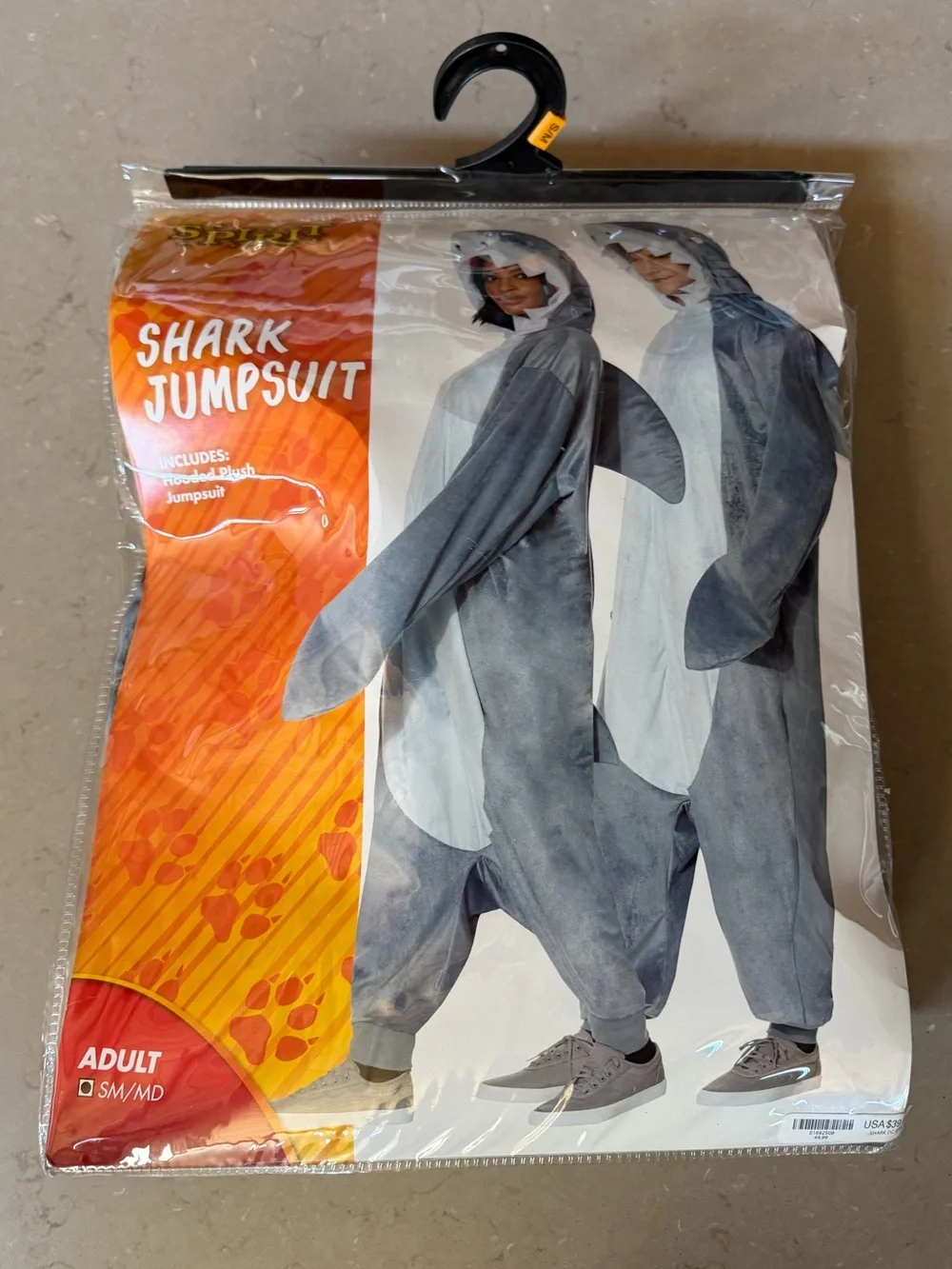 Spirit Halloween Shark Jumpsuit Costume Adult SM/MD Plush Hooded One-Piece NWOT - Picture 12 of 12